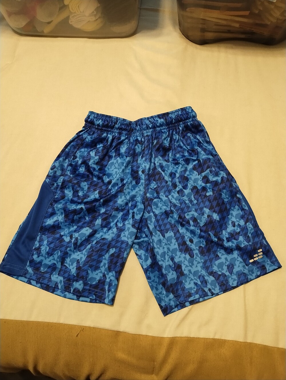 5/$25 Boy's Athletic Blue Camo Performance Shorts